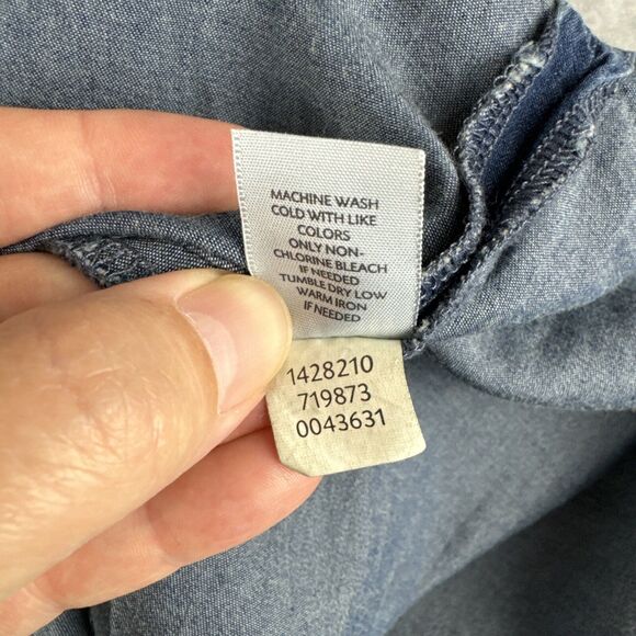 J.Jill‎ Denim Chambray Tunic Dress Women's Large Embroidered with Pockets (0918) - Picture 8 of 13